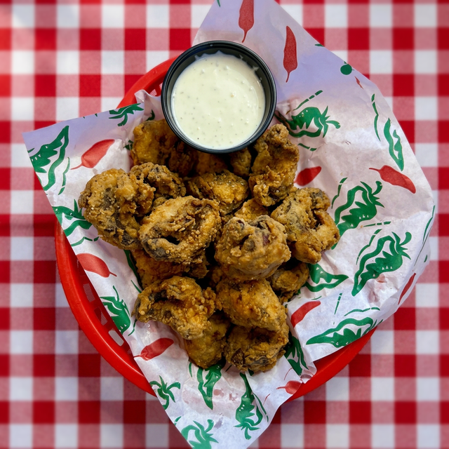Hand-Breaded Fried Mushrooms.